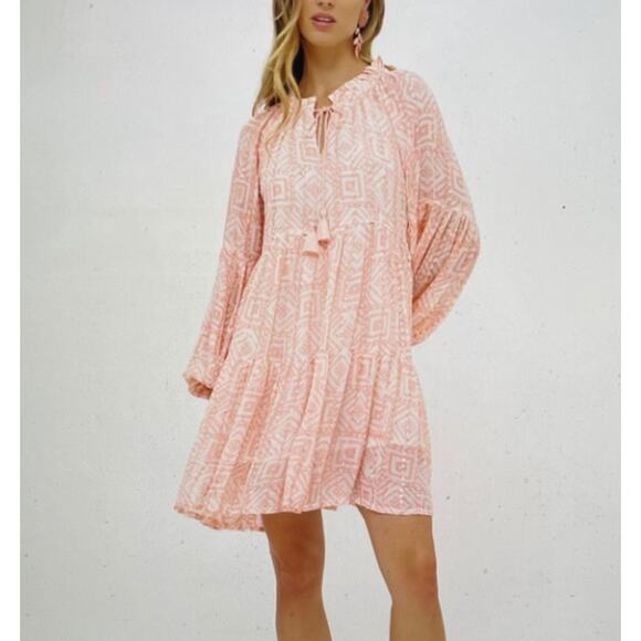 Oliphant Dress Flirty Long Balloon Sleeve Short‎ Bali Pink Women's Size XS NWT - Picture 9 of 9